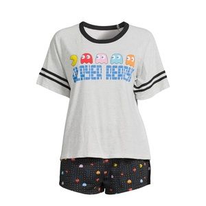 PAC-MAN Retro Sleep Set Tee Shorts Socks Video Gamer Comfy PJs Pac Man